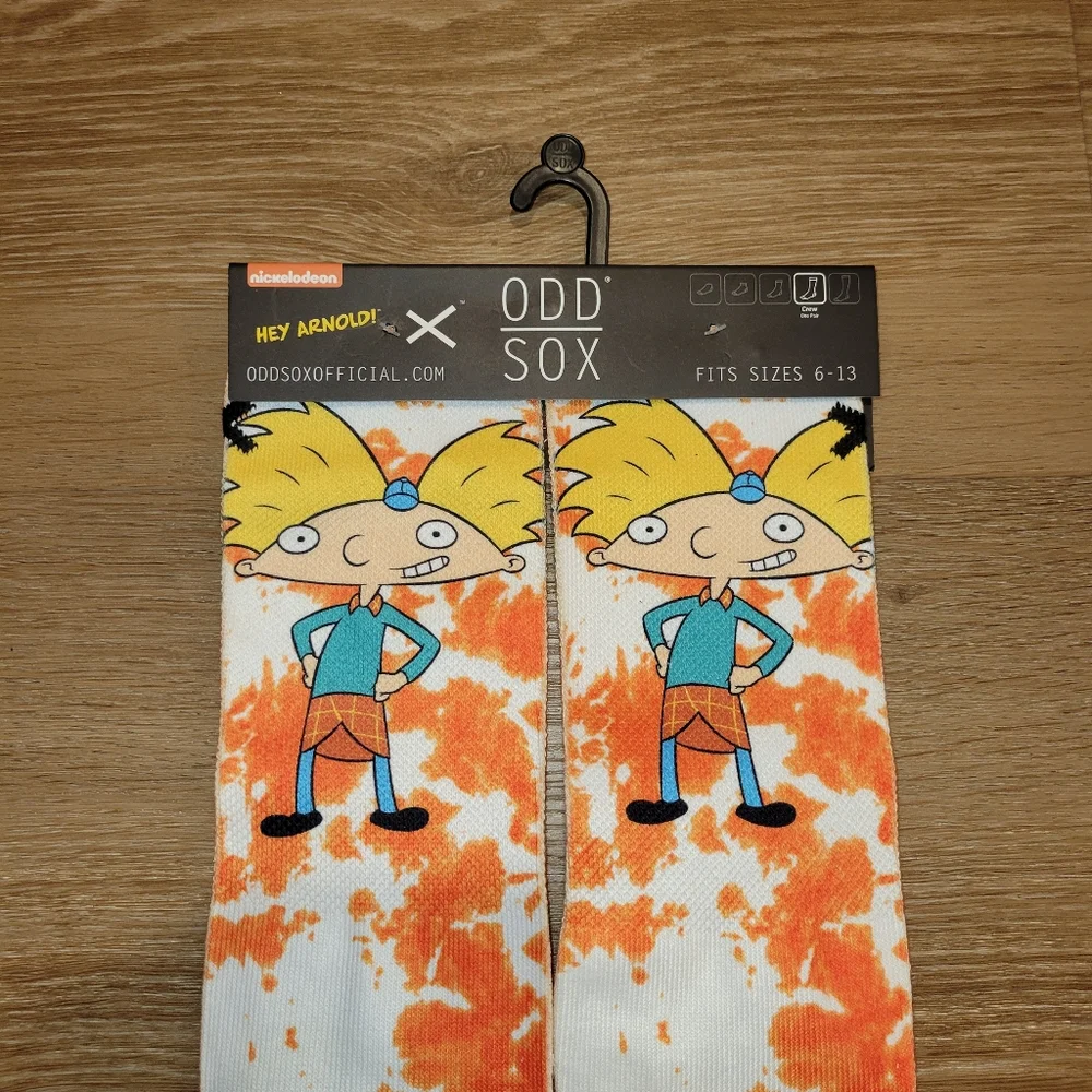 Odd Sox Nickelodeon Hey Arnold Men's Crew Socks Knits Fits Sizes 6-13 New